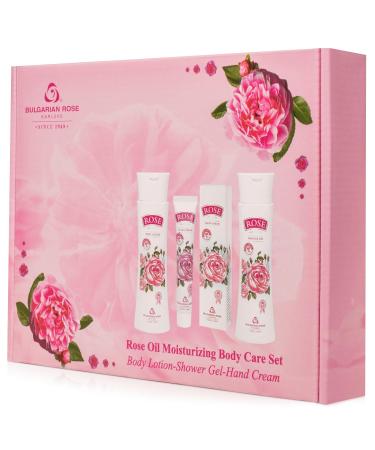 Bulgarian Rose Oil Moisturizing Body Care Set - Natural Rose Lotion Wash & Hand Cream - Perfect Gift for Relaxation - Buy Online on GoSupps.com