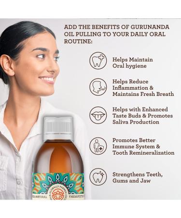 GuruNanda Original Advanced Coconut & Peppermint Oil Pulling Mouthwash - Alcohol & Fluoride Free - 100% Natural Ayurvedic Blend for Healthy Teeth & Gums - Teeth Whitening & Fresh Breath - Buy Online on GoSupps.com