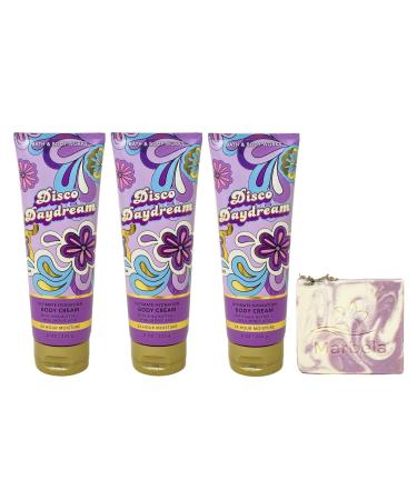 Bath & Body Works Disco Daydream 3 Pack Ultimate Hydration Body Cream Bundle with a Lavender Dream Bar Soap - Full Size