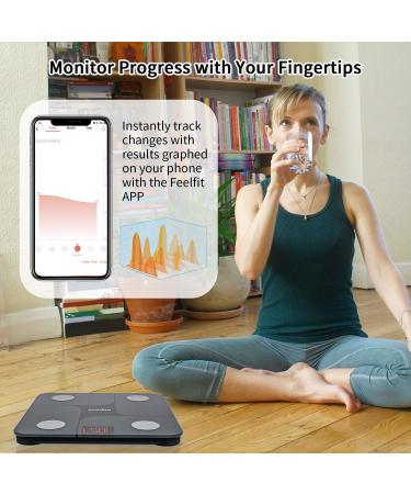 CooAoo Body Fat Scale - Smart Weight Scale for Body Fat Composition Monitor - Accurate Digital Bathroom Scale with Health Analyzer App for Body Weight, Fat, Water, BMI, BMR - 400 lbs Capacity - Black - Buy Online on GoSupps.com