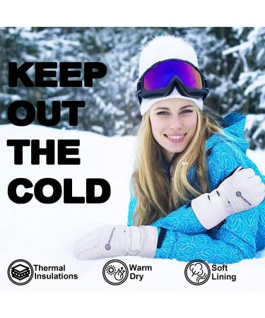 ANDORRA Women's Waterproof Touchscreen Ski Gloves - White, Size Medium - Buy Online on GoSupps.com