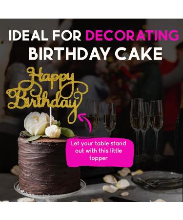 Happy Birthday Cake Topper Glitter Cardstock Toppers - Birthday Decor - Party Decor Supplies - Cake Decoration Items - Glitter Cake Topper - 7 Inches x 5 Inches - Silver - Buy Online on GoSupps.com