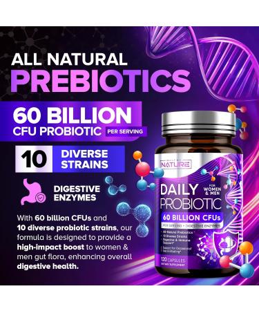 Built by Nature Probiotic for Women & Men 60 Billion CFU 10 Strains + Prebiotics & Digestive Enzymes Supports Digestive Immune Reduce Gas & Bloating Shelf Stable Non-GMO - 120 Capsules 120 Count (Pack of 1) - Buy Online on GoSupps.com