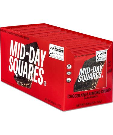 Mid-Day Squares Almond Crunch Bars 33g each 3 Packs (36 Squares) | Made with Real Chocolate 6g Plant Protein 4g Fiber Gluten Free Certified Vegan Almond CRUNCH 12 Count (Pack of 3) - Buy Online on GoSupps.com