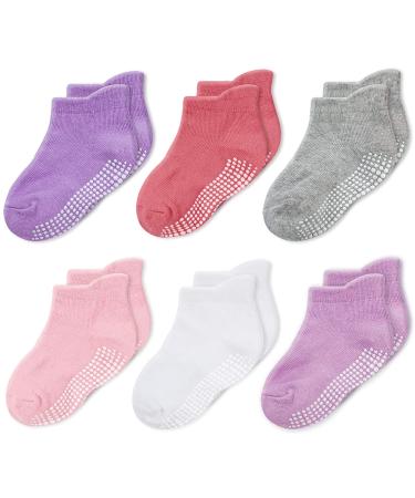 CozyWay Baby Non-Slip Baby Socks Toddler Socks With Grippers Ankle Style 1-3 Years Girls 6 Pairs