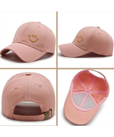 Unisex Classic Cotton Baseball Cap - Embroidered Smile - Adjustable Sun Protection Hat for Women & Men - Sporty Pink - Buy Online on GoSupps.com