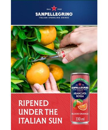  San Pellegrino San Pellegrino Sparkling Italian Canned Drinks with Sparkling Blood Orange 12 x 330 ml 69 kcals per can - Buy Online on GoSupps.com