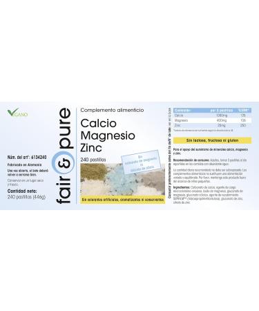 Fair & Pure Calcium Magnesium Zinc - Vegan Mineral Complex - 240 Tablets Bulk Pack | Essential Supplements for Health - Buy Online on GoSupps.com