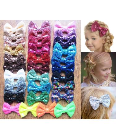 Silver 4 Inches Girls Sequin Glitter Sparkle Hair Bow Clip Accessories Clips and Barrettes Hair Clips - Buy Online on GoSupps.com