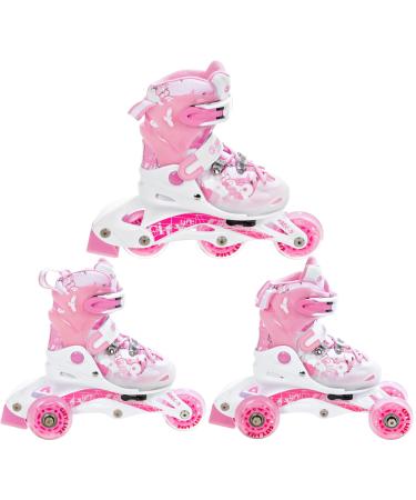 Raven 3in1 Adjustable children inline skates princess - inliner triskates - roller skates ball bearing ABEC5 - SAS - Shock absorbing system - triple foam - triple venture system 26-29 (16cm -18cm)