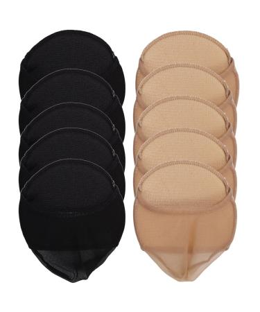 Forefoot Socks Ball of Foot Cushions Anti Slip 10 Pairs Toe Padding Cover Socks Half Socks for Women High Heel Breathable Fabric Liner Half Socks Non Skid Bottom One Size Washable Reusable