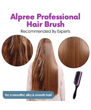 Alpree Classic Styling Hair Brush 9 Row for Natural Thick Curly Hair | Nylon Bristle Detangler for Ringlets & Defined Curls - Purple - Buy Online on GoSupps.com