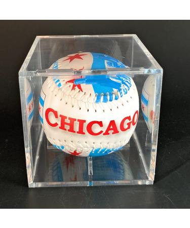 Chicago Las Vegas New York Baseball Balls City Souvenir Baseballs in Acrylic Display Case Baseball Gifts Chicago flag