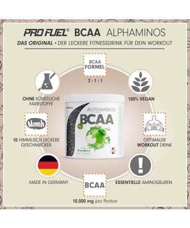 Buy Alphaminos BCAA Powder 300g Green Apple - Test Winner Vegan Essential Amino Acids 2:1:1 Ratio Unbelievably Delicious Taste Top Solubility - International Shipping Available - Buy Online on GoSupps.com