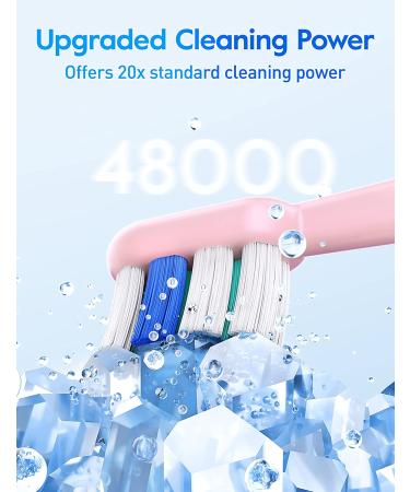 BAFOVY Sonic Electric Toothbrush for Adults - 48000 VPM Deep Cleaning with Magnetic Wireless Charger - 6 Brush Heads, 3 Modes & Smart Timer - Pale Pink - Buy Online on GoSupps.com