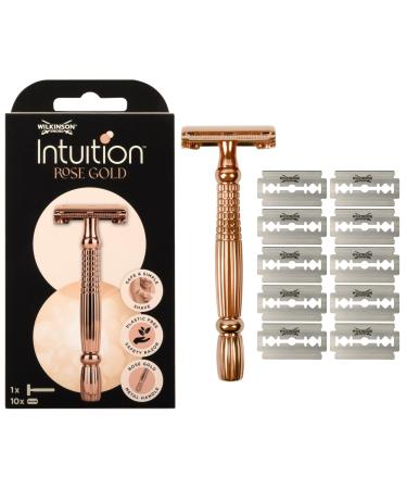 Wilkinson Sword Intuition Rose Gold Safety Razor for Women Plastic-free Shaving with Butterfly Opening
