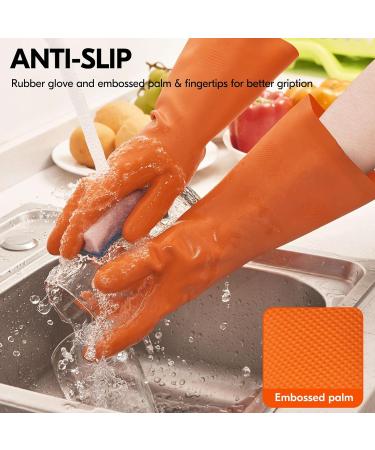 Vgo Household Gloves with Lining - Reusable Rubber Cleaning Gloves for Kitchen, Painting, Gardening - Large Size - Cold/Hot Proof - 1 Pair (Orange RB2186) - Buy Online on GoSupps.com