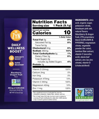 ZYN Turmeric Electrolyte Drink Mix - Gut Health Hydration with Vitamins & Zinc | Low Sugar Recovery Packets - 16 Variety Pack - Buy Online on GoSupps.com