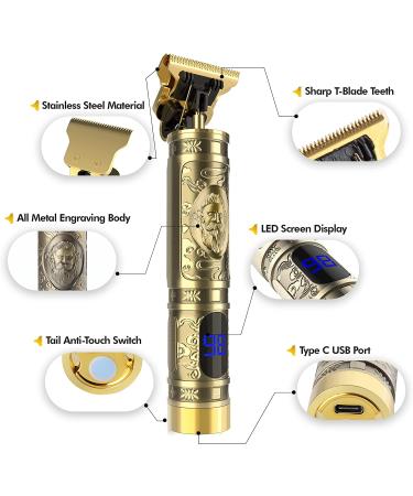 Vintage Gold Hair Trimmer for Men - Professional T Outliner Detailer Clippers | Cordless Barber Trimmer for Bald Head and Beard Edging - Buy Online on GoSupps.com