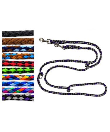 Dog linen large dogs up to 80 kg double linen jumbo 2.40m / 2.80m / 3.50m / 5m adjustable exercise line / guide very stable (2.40m 3-fold adjustable Boston (black-silver purple)) 2.40m 3LE adjustable Boston (Black silver-purple)