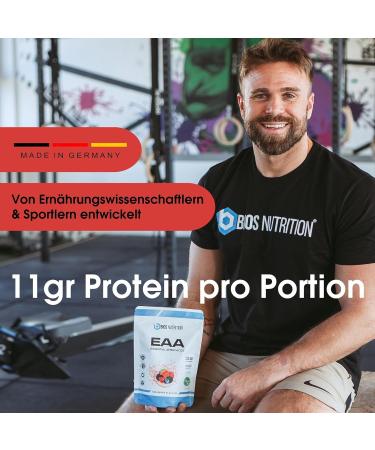 EAA Powder Red Berry 2x500g - Vegan Essential Amino Acids with 11g Protein - High Dose - BIOS Nutrition - Made in Germany - Buy Online on GoSupps.com