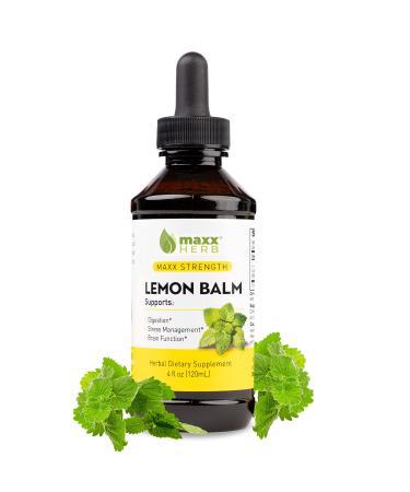 Maxx Herb Lemon Balm Extract - Max Strength Liquid Tincture Absorbs Better Than Capsules or Tea for Nervous System Support & Stress Management - Alcohol Free - 4 Oz Bottle (60 Servings) 1 Fl Oz (Pack of 1)