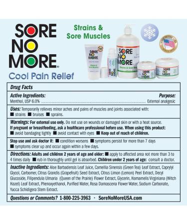 Sore No More Cool 4 oz - Fast Pain Relief Soothing Gel for Muscle Aches | Order Worldwide - Buy Online on GoSupps.com