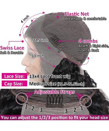 26 Deep Wave Lace Front Wig | 13x4 Brazilian Curly Human Hair | Pre Plucked with Baby Hair | 150% Density | HD Transparent Lace | Glueless | Black Women - Buy Online on GoSupps.com