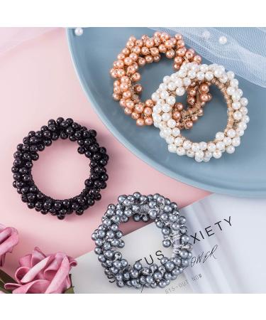 HINZIC 4PCS Pearl Hair Ties - Elegant Elastic Scrunchies for Women and Girls - Buy Online on GoSupps.com