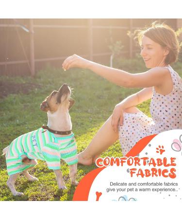 6-Piece Classic Striped Dog Pajama Set | Stretchable & Colorful | Soft Cotton Knitted Jumpsuit for Small Dogs & Cats | Warm & Lightweight Pet Clothes (Medium) - Buy Online on GoSupps.com