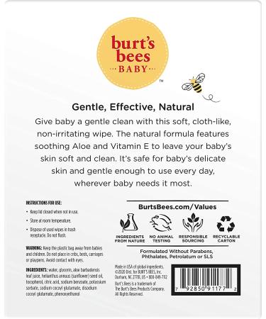 Burt's Bees Unscented Baby Wipes - 720 Count Pack, Hypoallergenic & All Natural with Aloe & Vitamin E - Fragrance Free Towelettes for Sensitive Skin - Buy Online on GoSupps.com
