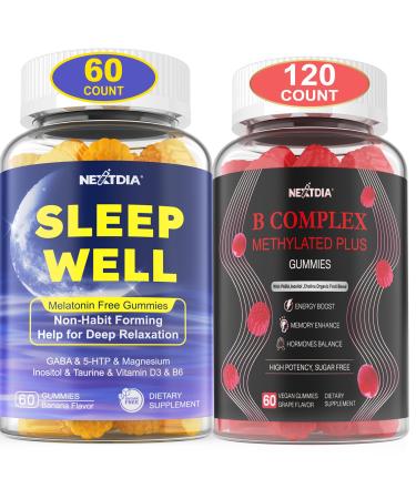 Nextdia Melatonin Free Natural Sleep Gummies for Adults + Vitamin B Complex Gummies for Women