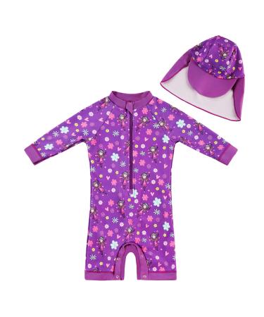 upandfast Baby Boys/Girls Zipper Swimwear with Snap Bottom UPF 50+ Sun Protection Toddler One Piece Swimsuit Purple 9-12 Months
