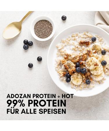  Adozan Adozan Protein + Hot: Protein Powder | 1000g Bag | Neutral taste protein powder for food baking cooking and drinks | Heat resistant up to 100 C - Buy Online on GoSupps.com