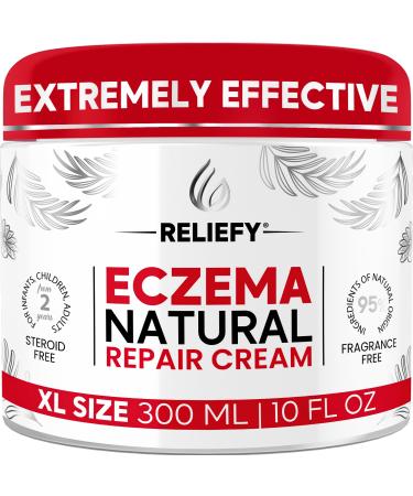 Reliefy Natural ECZEMA CREAM Unscented Moisturizing Full Body Repair Cream 10 fl. oz for Dry Sensitive Skin Eczema Psoriasis & Dermatitis | For Babies Children & Adults | Steroids-free