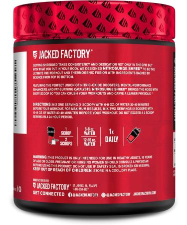 Jacked Factory NITROSURGE Shred Pre Workout Supplement (Fruit Punch 30 Servings) & Creatine Monohydrate Powder (Unflavored 30 Servings) - Buy Online on GoSupps.com