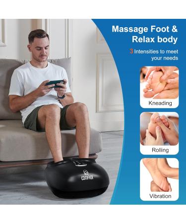 Comfier Foot Massage Device with Heat & Vibration - Shiatsu Massager for Plantar Fasciitis Relief | Up to Shoe Size 47 | Perfect Gift in Black - Buy Online on GoSupps.com