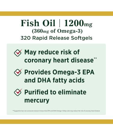 Nature's Bounty Fish Oil Softgels 1200 mg 320 Count - Buy Online on GoSupps.com