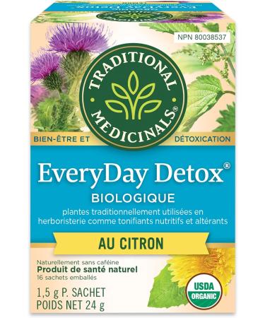 Traditional Medicinals - Organic Everyday Detox Lemon  Herbal Tea - EveryDay Detox Lemon - Pack of 6 - 96 Tea Bags - Buy Online on GoSupps.com