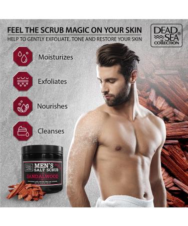 Dead Sea Collection Sandalwood Salt Body Scrub for Men - 23.28 OZ with Pure Oils & Minerals - International Shipping Available - Buy Online on GoSupps.com