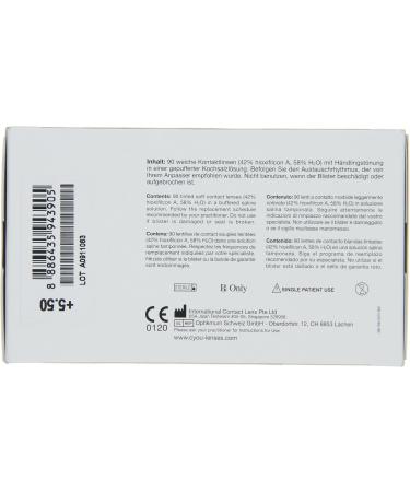 Buy Cyou Daily Soft Lenses - 90 Pieces BC 8.7mm Dia 14.2mm -3.75 Diopter International Shipping Available - Buy Online on GoSupps.com
