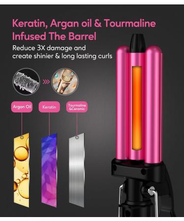 FARERY Curling Iron 3 Barrels 3 Adjustable Temperatures Ceramic Waving Iron Mini Curlers for Long/Short Hair Travel Size Doub - Buy Online on GoSupps.com