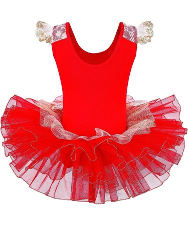 Girls Ballet Dance Leotard Tutu Skirted Princess Dress | Ages 3-8 | Red - Buy Online on GoSupps.com
