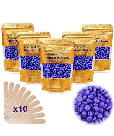 17.5 Oz Hair Wax Beans by Charmonic, Hard Body Wax Beans, Hair Removal Depilatory Wax European Beads for Women Men 500g/1.1 lb (lavender)