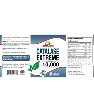 Rise-N-Shine Catalase Extreme Supplement 10 000 - Supplement with Saw Palmetto Biotin Fo-Ti PABA - Hair Supplements for Strong Hair Support- 180 Capsules - Pack of 3 (90-Day Supply) 3 Months Supply - Buy Online on GoSupps.com