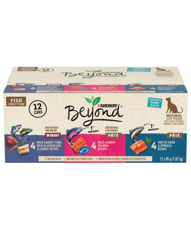 Beyond Wet Cat Food Fish Variety Pack - 85 g Can (12 Pack) Brown 7.08 g (Pack of 12)