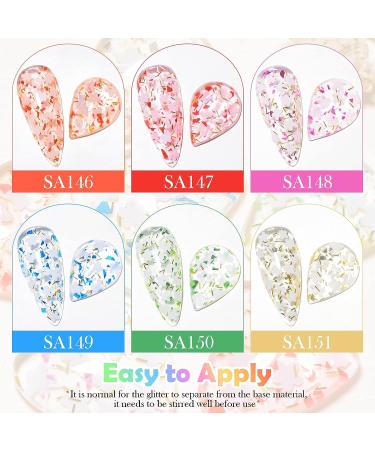 MEET ACROSS Flower Glitter Gel Nail Polish Set - 6 Pcs Diamond Sequins Jelly Gel Nail Polish Set for Nail Art Manicure - Buy Online on GoSupps.com