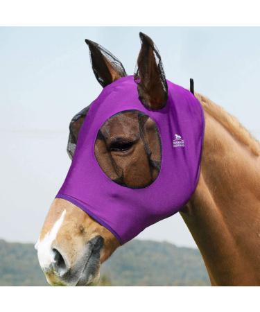 Harrison Howard Super Comfort Stretchy Fly Mask Large Eye Space with UV Protection Skin with Breatathability Lila Large Large Lila
