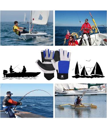 FitsT4 Sailing Gloves 3/4 Finger | Ideal for Sailing, Yachting, Kayaking, Fishing | Medium Blue | Men and Women - Buy Online on GoSupps.com