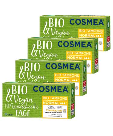 Cosmea organic tampons made from 100% organic cotton value pack of 4 safe feminine hygiene in harmony with nature (normal)